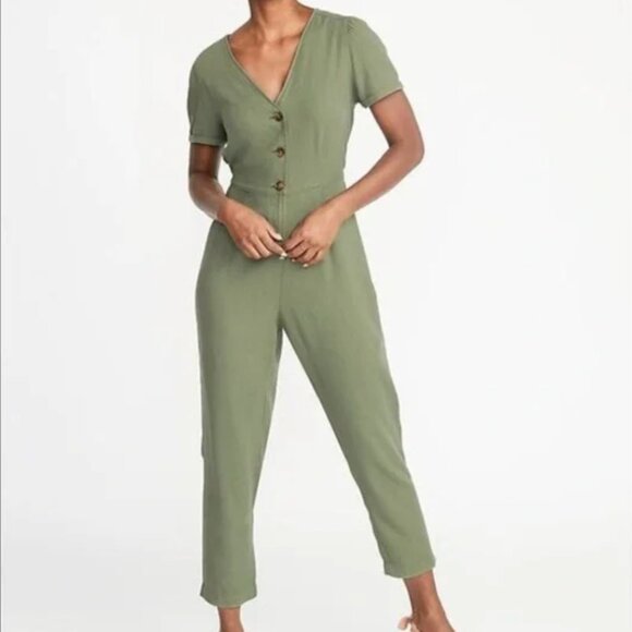 Old Navy Women’s Jumpsuit, Linen-Blend, Short Sleeve, Sage Green, SMALL PETITE - Picture 14 of 14